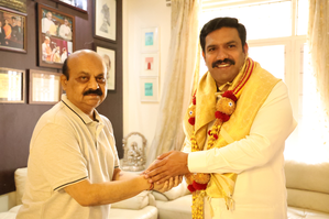 K'taka BJP President Vijayendra Meets Former CM Bommai; Seeks Guidance