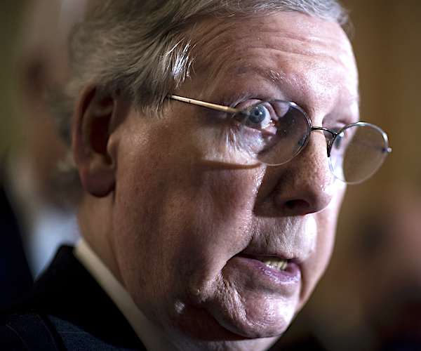 mitch mcconnell address the media outside the senate chamber