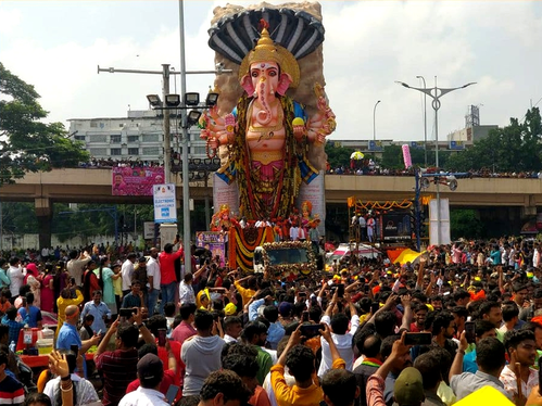 Immersion Procession of Hyderabad's Tallest Ganesh Idol Underway