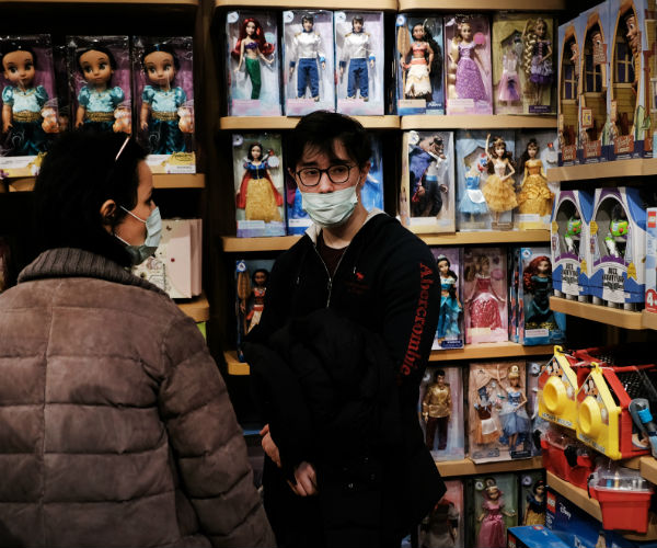 a couple shops while also wearing surgical masks