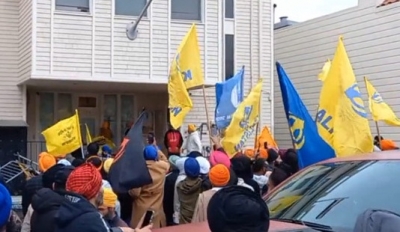 Khalistan Supporters Stage Protest outside Indian High Commission in London