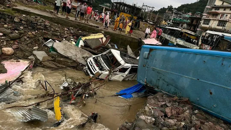 Cloudburst in Himachal's Mandi Washes Away Buses, Buries Houses, Shops