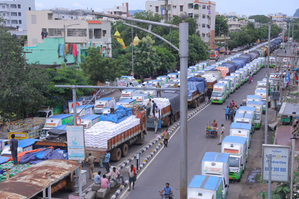 Distribution of 1,200 Truckloads of Relief Material Underway in Vijayawada