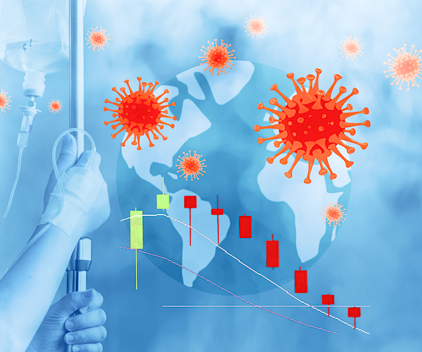 a graphic of the world map of coronavirus spread