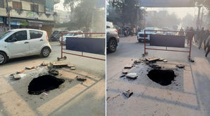 Road Caves in at Delhi's Najafgarh Area, Traffic Disrupted