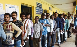 Repolling Underway at a Booth in Rajasthan's Barmer LS Seat