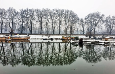 After days of sub-zero temperatures, Dal Lake in Kashmir freezes