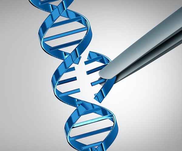 concept illustration of forceps moving part of a genetic strand