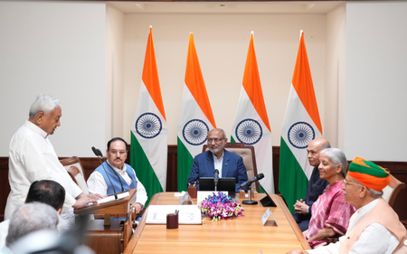Nitish Kumar Takes Oath as Rajya Sabha Member