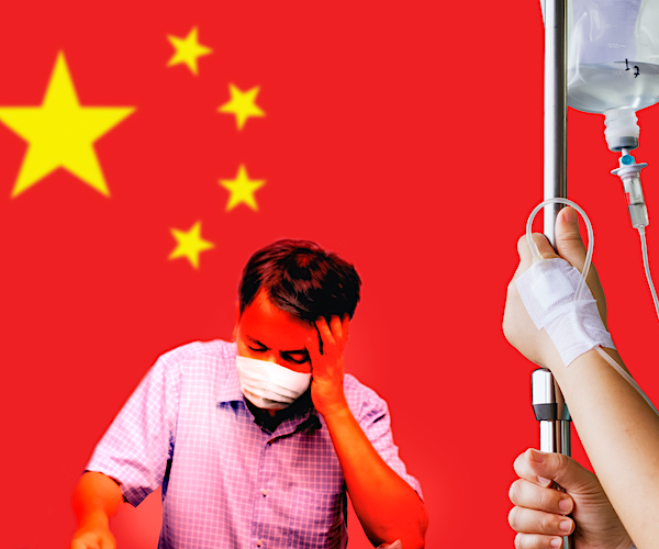 a graphic of the china flag with the coronavirus pandemic