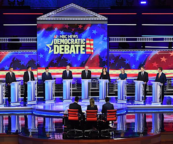 democrats line the first debate stage in miami