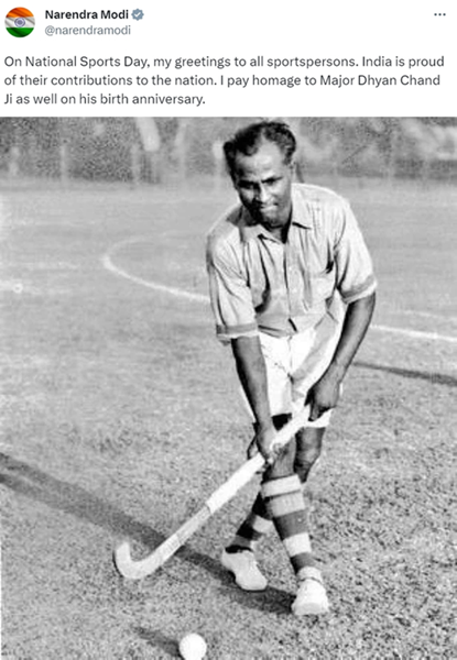 PM Modi Pays Homage to Major Dhyan Chand on His Birth Anniversary