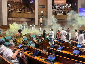 Two Protesters Carrying Colour Smoke Flare Detained outside Parliament